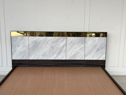 เตียง 6 ฟุต แบรนด์ SB FURNITURE หัวเตียงติดแผ่นสแตนเลสสีทอง