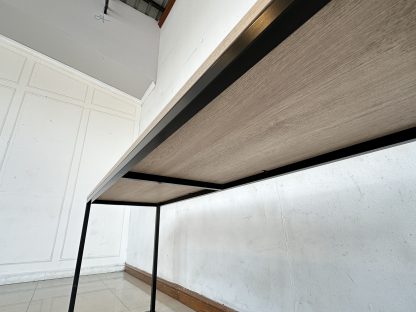 โต๊ะอเนกประสงค์ ท็อปไม้ MDF สีบีชลายไม้ โครงขาเหล็กสีดำ