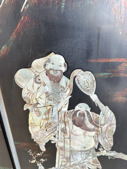 ของตกแต่ง ชุดแผ่นไม้จริงติดผนัง ฝังลายมุขเทพจีน