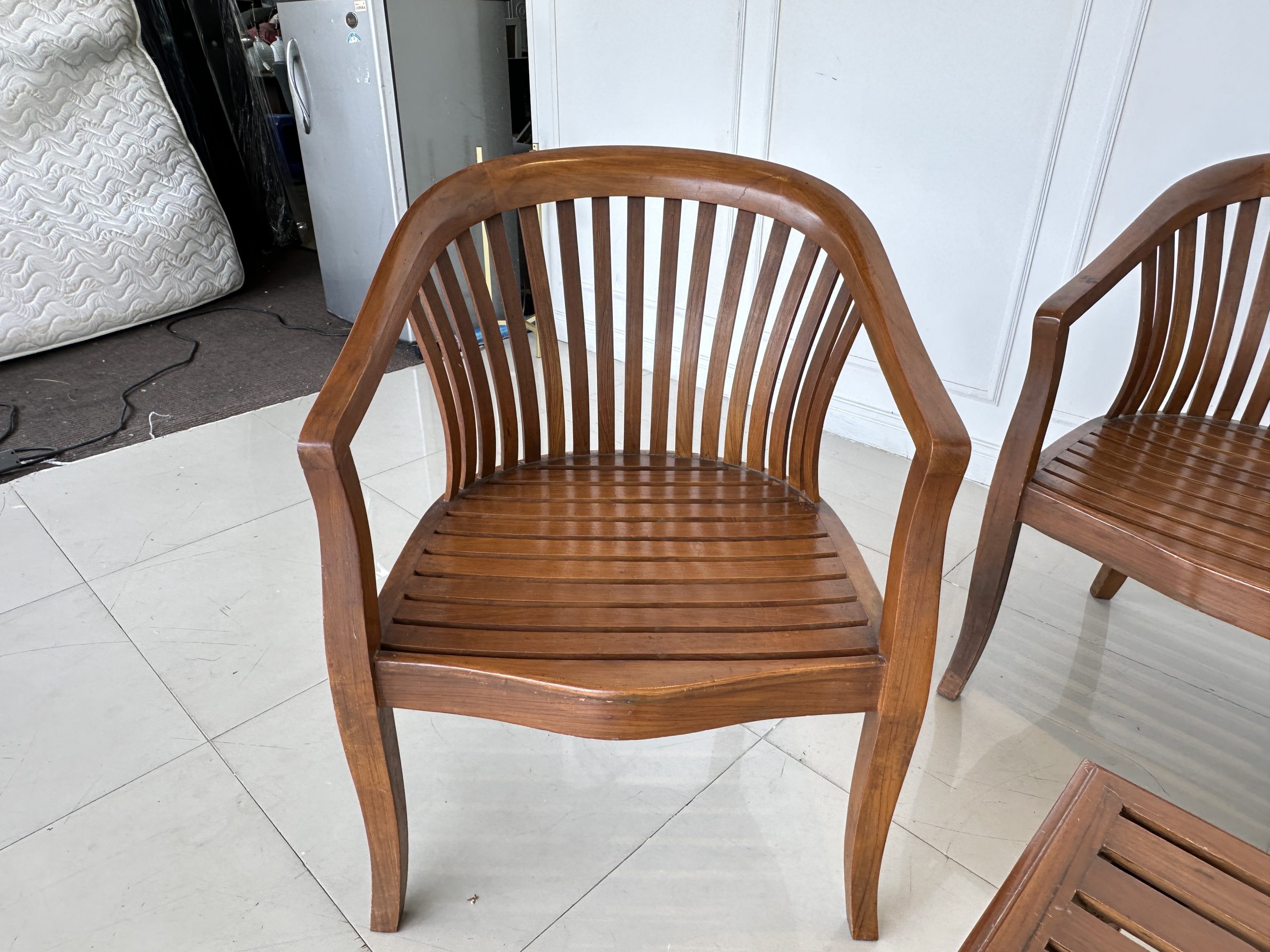 ชุดรับแขกไม้สัก เบาะและพิงหลังตีระแนง สีน้ำตาล ชุดรับแขกไม้สัก เบาะและพิงหลังตีระแนง สีน้ำตาล