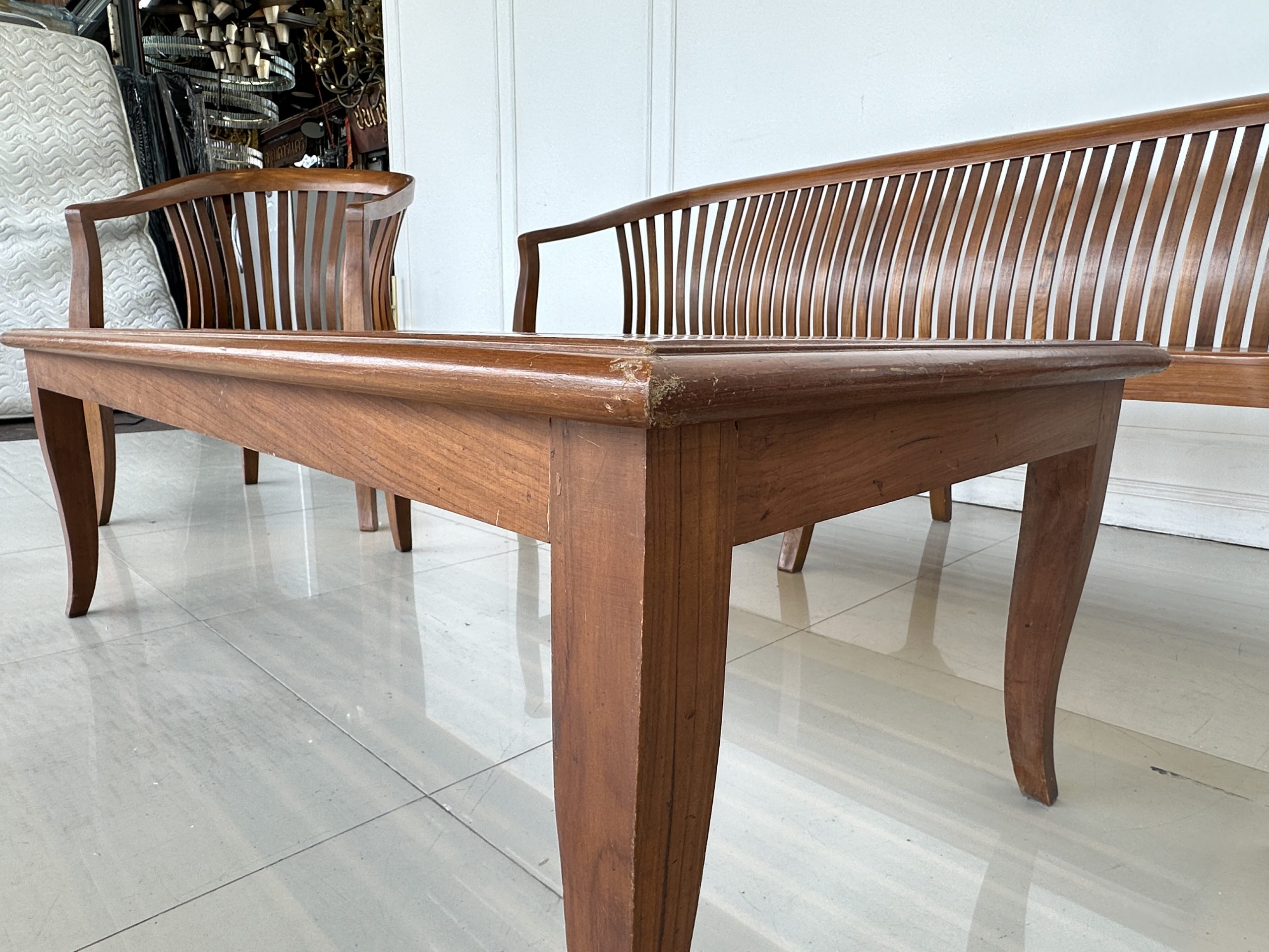 ชุดรับแขกไม้สัก เบาะและพิงหลังตีระแนง สีน้ำตาล ชุดรับแขกไม้สัก เบาะและพิงหลังตีระแนง สีน้ำตาล