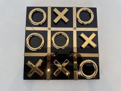 เกมกระดาน XO คานสแตนเลสสีทอง พร้อมตัวหมาก สไตล์ ลักชูรี่