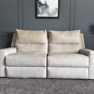 โซฟา 2 ที่นั่ง เบาะหนังแท้สีเทา