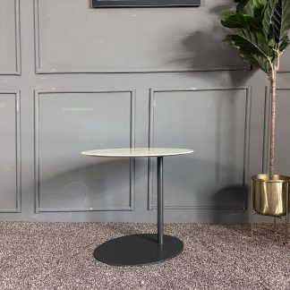 โต๊ะคอฟฟี่เทเบิ้ล ท็อปหินอ่อนวงรี ฐานและขาเหล็ก