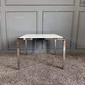 โต๊ะกลาง ท็อปหินอ่อนสี่เหลี่ยม โครงขาสแตนเลส