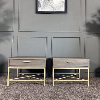 ตู้ข้างเตียง 1 ลิ้นชัก SolftClose ท็อปไม้ mdf โครงขาเหล็กสีโกดล์ 1 คู่