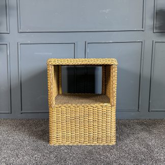 โต๊ะข้างหวายแท้ทั้งตัว 1 ช่องเก็บของ ท็อปกระจกสี่เหลี่ยมสีชา