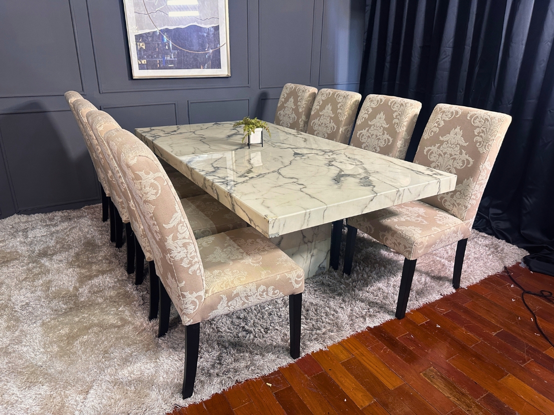 โต๊ะรับประทานอาหารหินอ่อน 8 ที่นั่ง พร้อมเก้าอี้ โต๊ะรับประทานอาหารหินอ่อน 8 ที่นั่ง พร้อมเก้าอี้