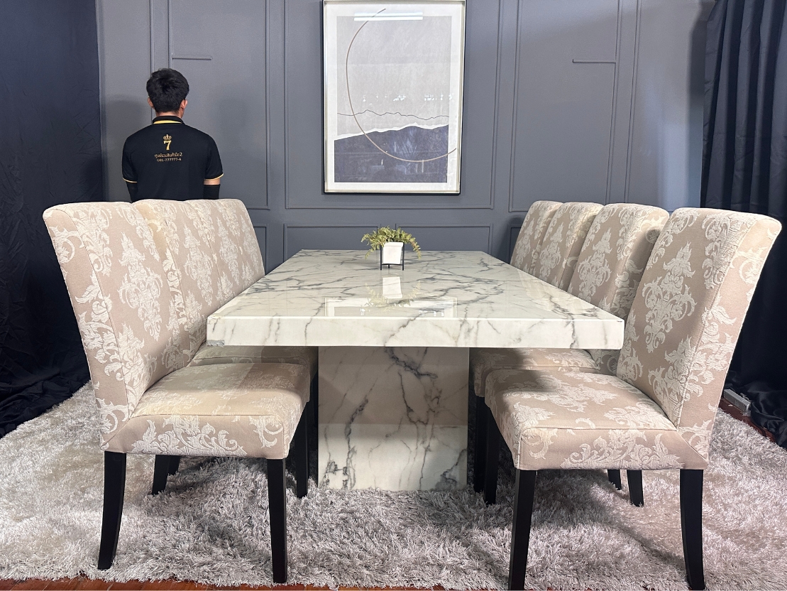 โต๊ะรับประทานอาหารหินอ่อน 8 ที่นั่ง พร้อมเก้าอี้ โต๊ะรับประทานอาหารหินอ่อน 8 ที่นั่ง พร้อมเก้าอี้