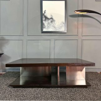 โต๊ะกลาง ท็อปกระจกกลม Tempered Glass สีดำ