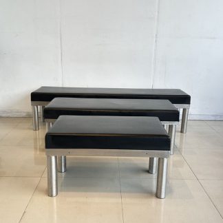 สตูล เบาะหนัง PU สีดำ โครงขาสแตนเลส มี 3 ไซส์