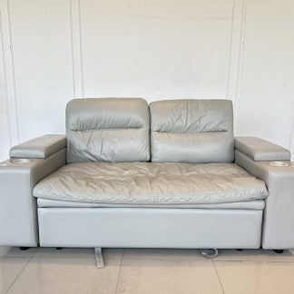 โซฟาเบด แบรนด์ JAS เบาะหนังแท้ผิวสัมผัสสีเทา