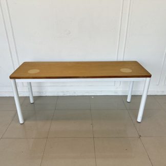 โต๊ะทานอาหาร แบรนด์ REDDIE ท็อปไม้จริงสีน้ำตาล ขาเหล็กสีขาว