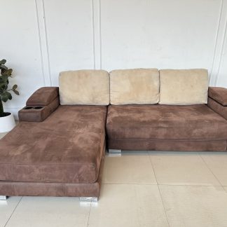 โซฟาแอล เบาะผ้ากำมะหยี่สีน้ำตาล