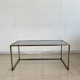โต๊ะกลาง ท็อปกระจก โครงขาเหล็กสีทองเหลือง
