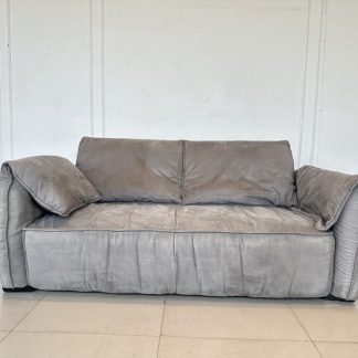 โซฟา 2 ที่นั่ง เบาะหนัง PU สีน้ำตาล พิงหลังดึงดุม