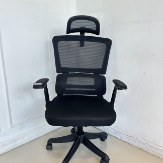 เก้าอี้เกมมิ่ง เบาะผ้าสีเทา พิงหลังตาข่ายสีเทา