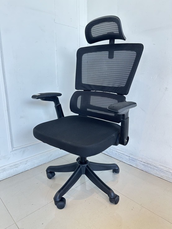 เก้าอี้สำนักงานหลังสูง มีที่พักคอ เบาะผ้า พิงหลังตาข่าย เก้าอี้สำนักงานหลังสูง มีที่พักคอ เบาะผ้า พิงหลังตาข่าย