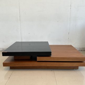 โต๊ะกลาง สไตล์โมเดิร์น ท็อปไม้ไฮกรอส และ สีน้ำตาลลายไม้ หมุนได้ 360 องศา