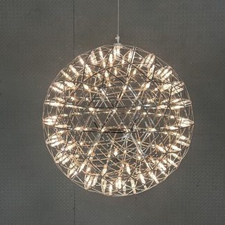 โคมไฟ ทรงกลม หลอด LED ห้อยด้วยลวดสลิงปรับระยะได้ โครงสแตนเลส