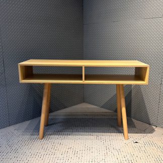 โต๊ะทำงาน 2 ช่อง ท็อปและโครงขาไม้ MDF สีบีชลายไม้